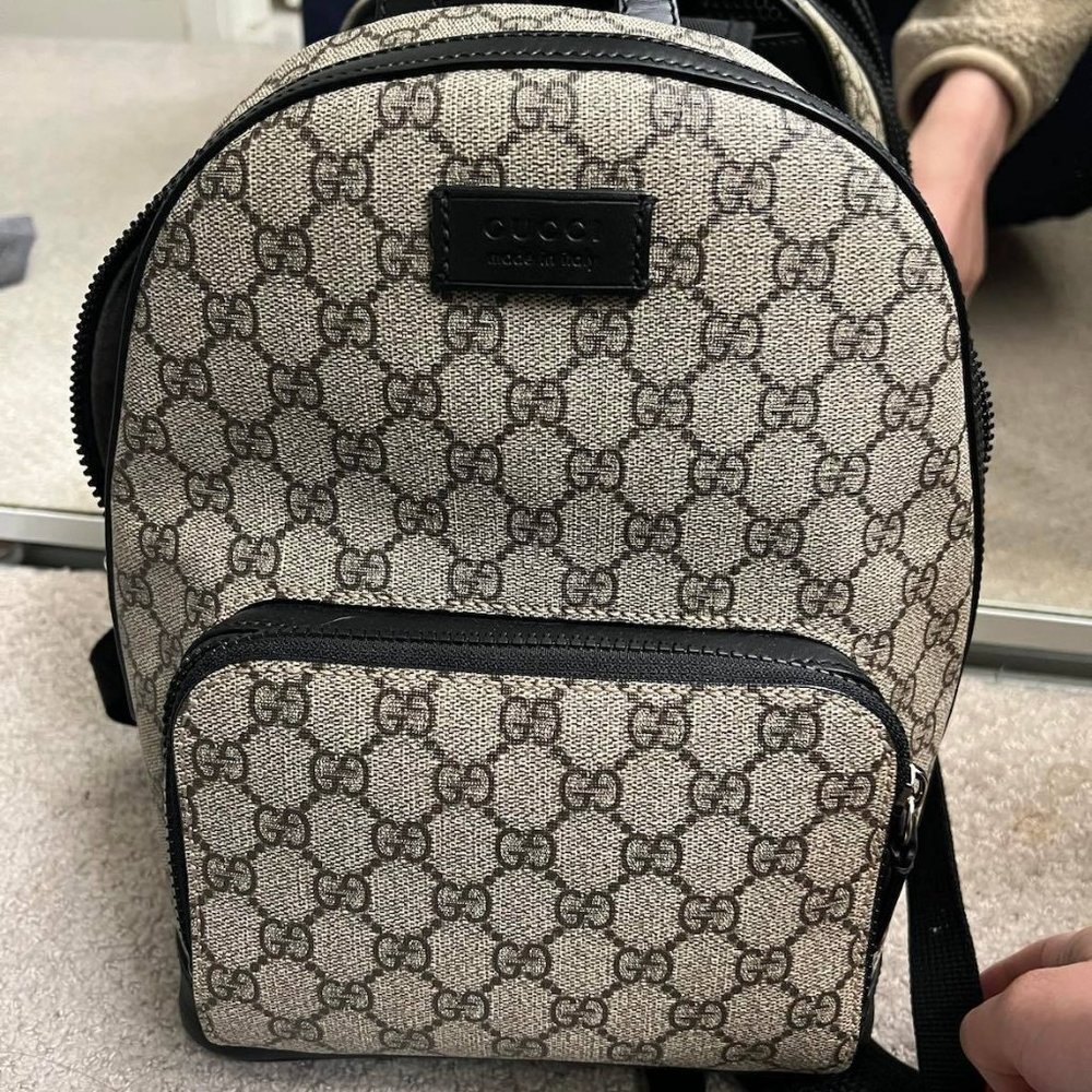 Gucci Zip Pocket Backpack GG Coated Canvas (Small)